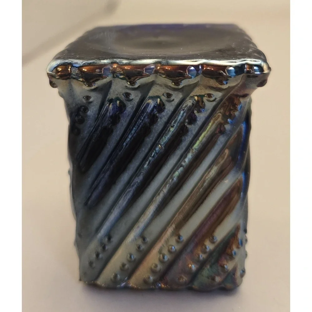 Vintage Toothpick Holder St Clair Grand Opening 1971. Cobalt Blue Carnival Glass